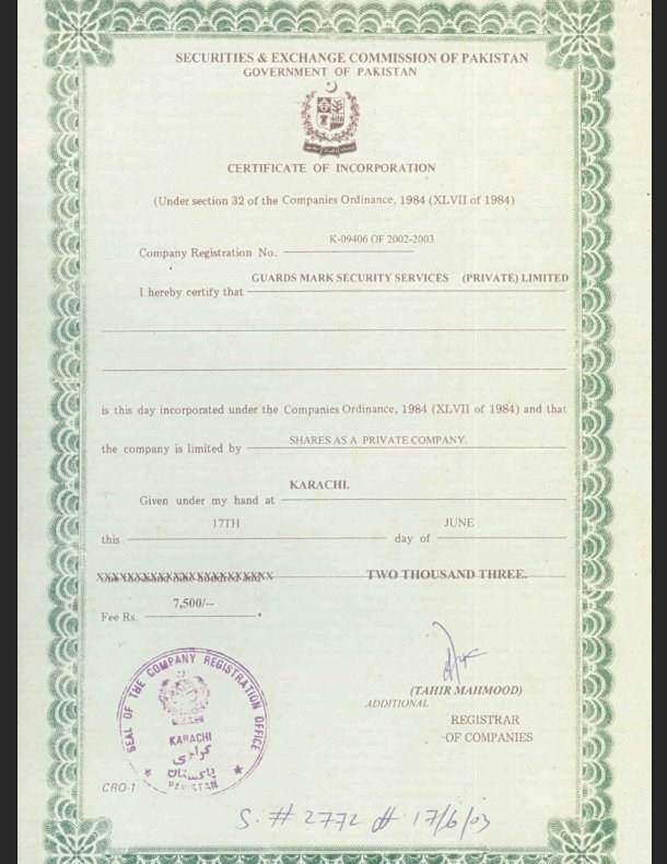 View SECP Certificate of Incorporation